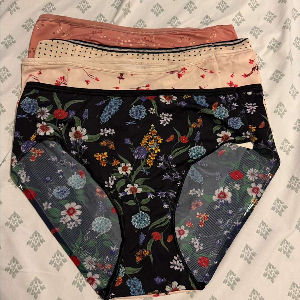 Soma Black and Pink Floral Panties Intimates